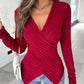 V Neck Overlap Asymmetrical Long Sleeve Top