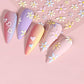 Light Pink Embossed Flower Heart Shape Self-Adhesive Nail Stickers