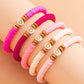 Peach Blossom 5Pcs Valentine Heart Beaded Bracelet