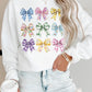 White Easter Eggs Plaid Bow Graphic Drop Shoulder Sweatshirt