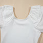 White Eyelet Ruffle Sleeve Slim Fitted Top