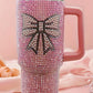 Pink Bow Knot Rhinestone Insulated Portable Cup 40oz