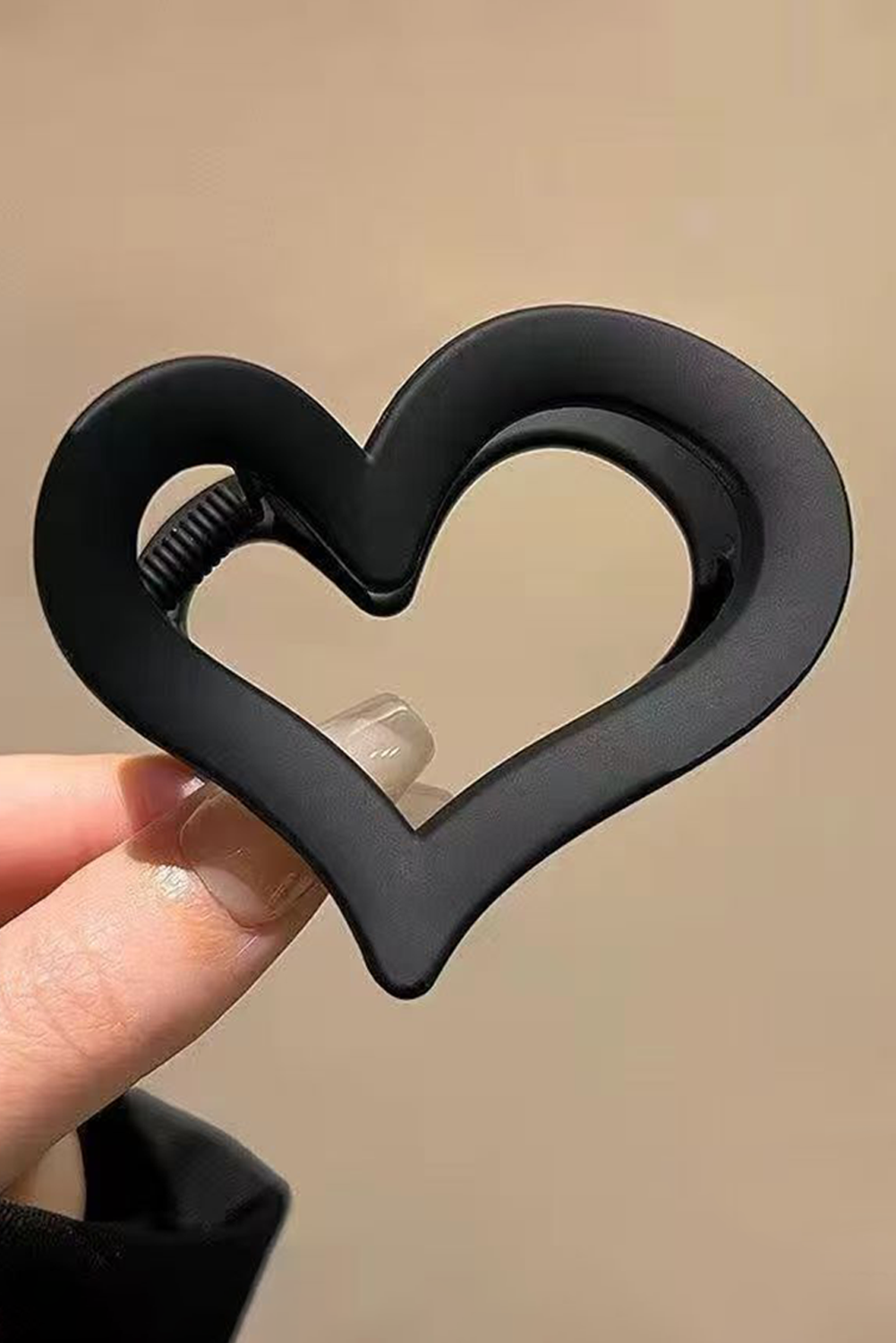 Black Cutout Heart Shape Frosted Small Hair Clip