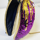 Gold Mardi Gras Sequined Bow Knot Wide Headband