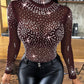 Rhinestone Studded Long Sleeve Bodysuit