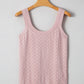Light Pink Solid Textured Checkered U Neck Sweater Vest