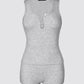 2 Pieces Outfits U Neck Button Front Sleeveless Ribbed Tank Top and Shorts Set