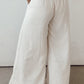White Casual Tie Waist Pleated Wide Leg Pants