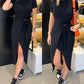 Knotted Fake Two Piece Ribbed Casual Dress
