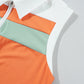 Russet Orange Colorblock Sleeveless Quarter Zip Collared Athletic Mini Dress