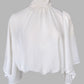 High Neck Batwing Sleeve Ruched Hollow out Back Chiffon Blouse Casual Top