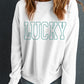 White St Patricks LUCKY Graphic Crew Neck Pullover Sweatshirt