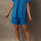 Bluing Solid Textured Crew Neck Short Set