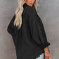 Black Distressed Fringe Trim Denim Jacket