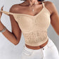 Lace V Neck Spaghetti Strap Bralette Camisoles Sexy Soft Crop Tank Top