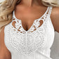Contrast Lace V Neck Casual Slim Fit Textured Tank Top