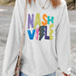White Nashville Graphic Corded Oversized Sweatshirt