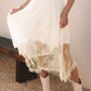 Beige Lace Cascading Tiered High Waist Maxi Skirt