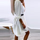 V Neck Roll Tab Sleeve Casual Mini Dress
