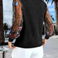 V Neck Embroidery Mesh Sleeves Ribbed Blouse Casual Top