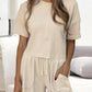 2 Piece Outfits  Round Neck Short Sleeve Pullover Tops and Casual Drawstring Wide Leg Pants Lounge Sets