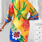 Tropical Print Boat Neck Casual Dress