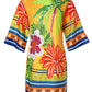 Tropical Print Boat Neck Casual Dress