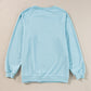 Beau Blue Rainbow Colorblock Striped Pullover Sweatshirt