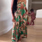 Tropical Print Spaghetti Strap Back Shirred Jumpsuit Casual Loose Fit Romper