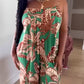 Tropical Print Spaghetti Strap Back Shirred Jumpsuit Casual Loose Fit Romper