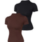 2 Pack Short Sleeve Skinny Top Slim Fit T Shirt
