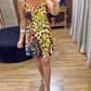 Tribal Print Plunge V Neck Spaghetti Strap Mini Dress Casual A Line Vacation Dress