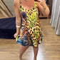 Tribal Print Plunge V Neck Spaghetti Strap Mini Dress Casual A Line Vacation Dress