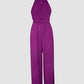 Halter Sleeveless Lace up Jumpsuit Casual Waist Ruched Loose Fit Romper