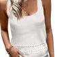 White U Neck Eyelet Accent Sweater Vest