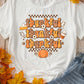 Khaki thankful Crew Neck Thanksgiving Graphic Tee