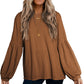 Faux Knit Jacquard Puffy Long Sleeve Top