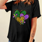 Black Fleur de Lis Heart Printed Mardi Gras T Shirt