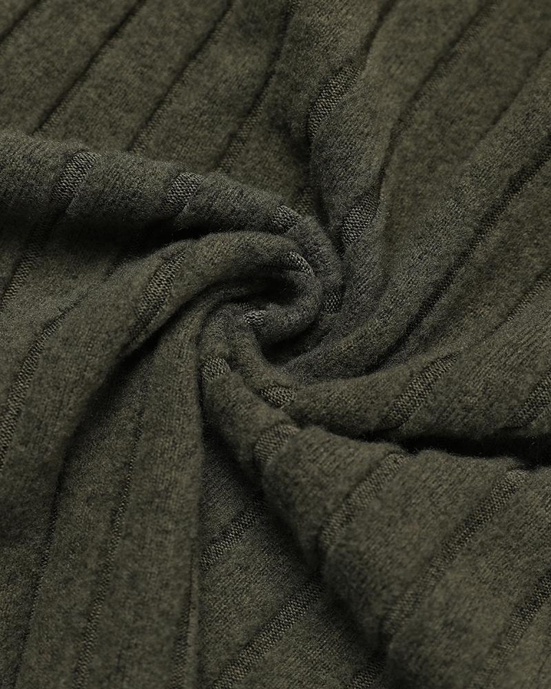 Lace Patch Ribbed Hooded Top & Pocket Design Pants Set