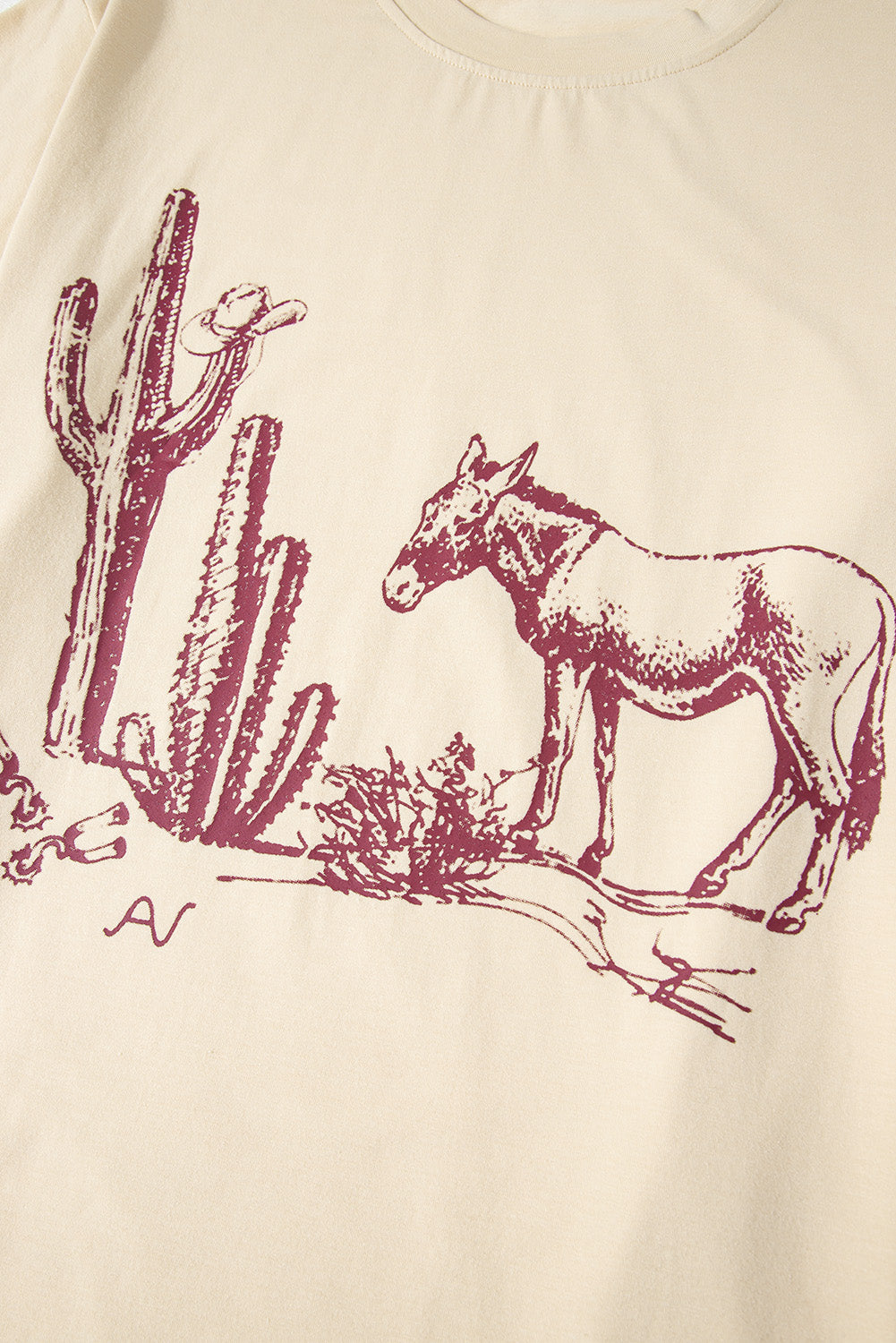Parchment  Western Burro Cactus Crew Neck Graphic Tee