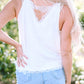 White Delicate Lace Trim Flared Tank Top