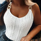 V Neck Buckle Texture Slim Fit Sleeveless Tank Top