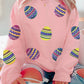 Pink Sequined Bunny Egg Easter Day Pullover Sweatshirt