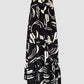Floral Sleevless Leaves Pattern Maxi Dress Casual Waist Chain Decor Dress (Without Belt)