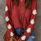 Red Christmas Tree Patch Long Sleeve Casual Top