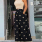 2 Piece Graphic Embroidery Stand Collar Sleeveless Tank High Waist Wide Leg Pants Casual Pants Set with Pocket