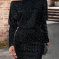 Black Sequin Long Sleeve Slim Fit Party Mini Dress