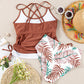 Mineral Red Drawstring Tummy Control Mix-and-match 2pcs Tankini Swimsuit