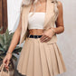 Women's Solid Color Suit Vest With Matching Pleated Skirt Set Office & Party Wear Set