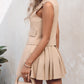 Women's Solid Color Suit Vest With Matching Pleated Skirt Set Office & Party Wear Set